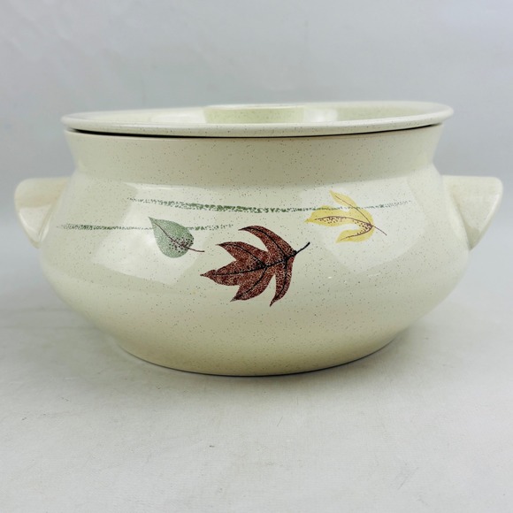 Franciscan Other - Franciscan Autumn Round Covered Casserole Dish 2 qt Leaves Speckled Vintage MCM